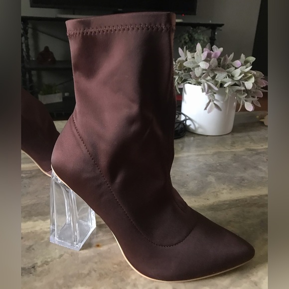 shein brown lucite stretch bootie - Picture 2 of 3